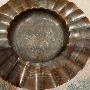 Vintage Egyptian 5 Inch Etched Copper Metal Ashtray